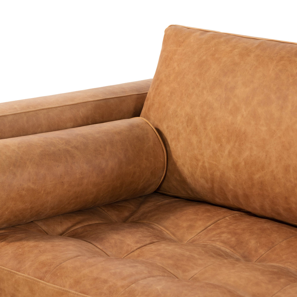 W&F Collection | Napa 104.5" Leather Right-Facing Sectional Sofa (Cognac Tan)