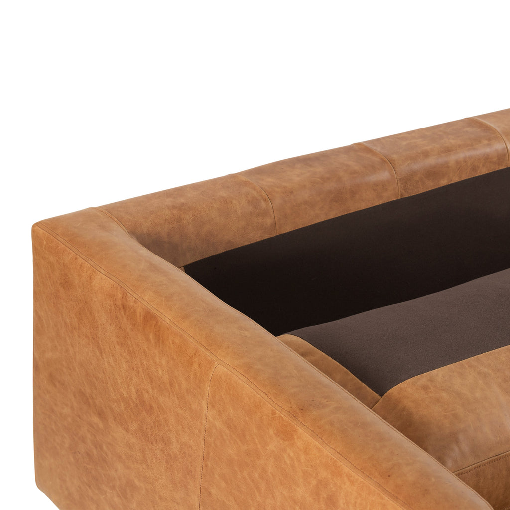 W&F Collection | Napa 72" Leather Apartment Sofa (Cognac Tan)