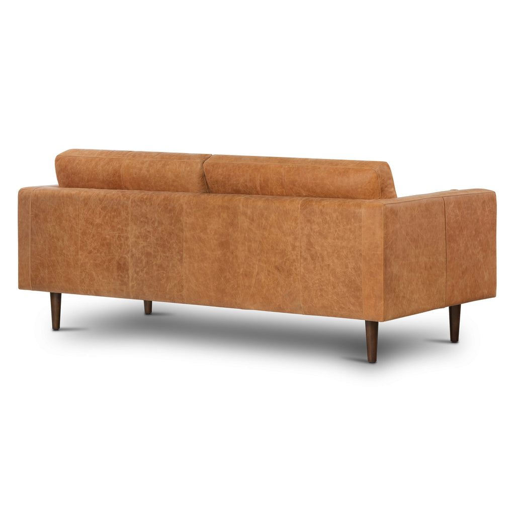 W&F Collection | Napa 72" Leather Apartment Sofa (Cognac Tan)