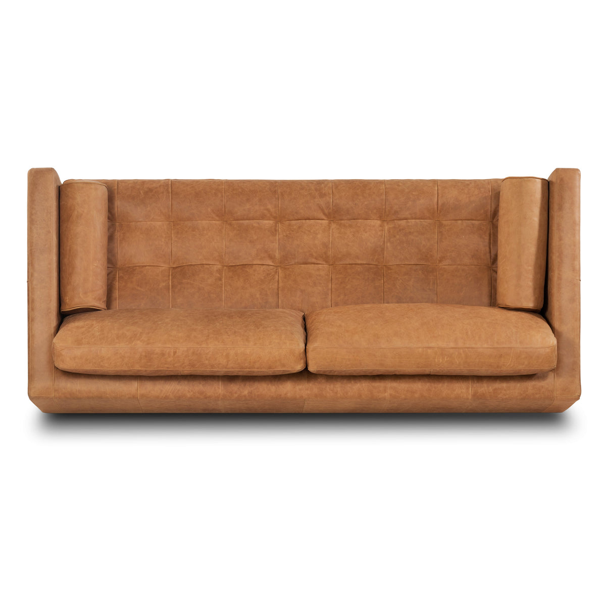 W&F Collection | Napa 72" Leather Apartment Sofa (Cognac Tan)