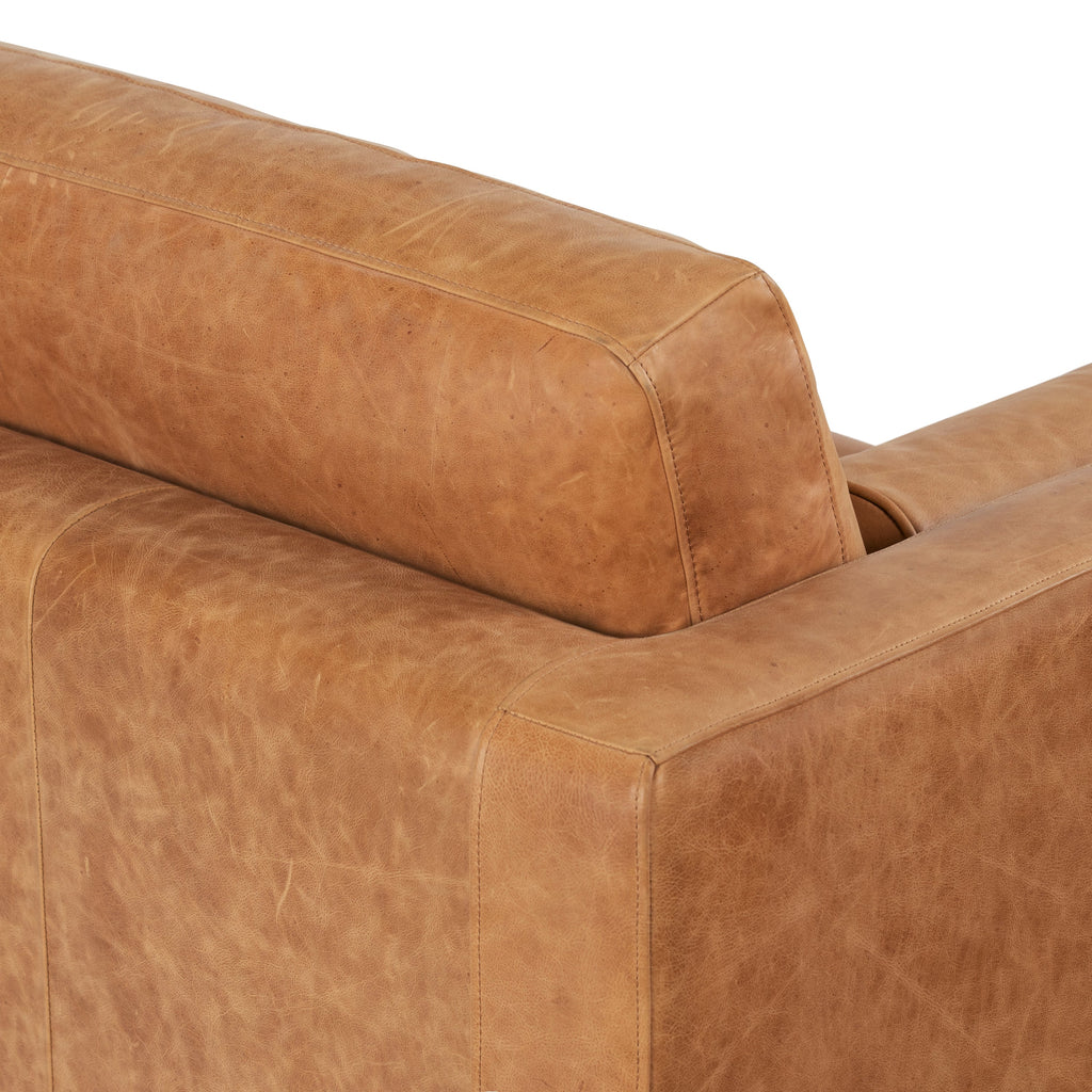 W&F Collection | Napa 72" Leather Apartment Sofa (Cognac Tan)