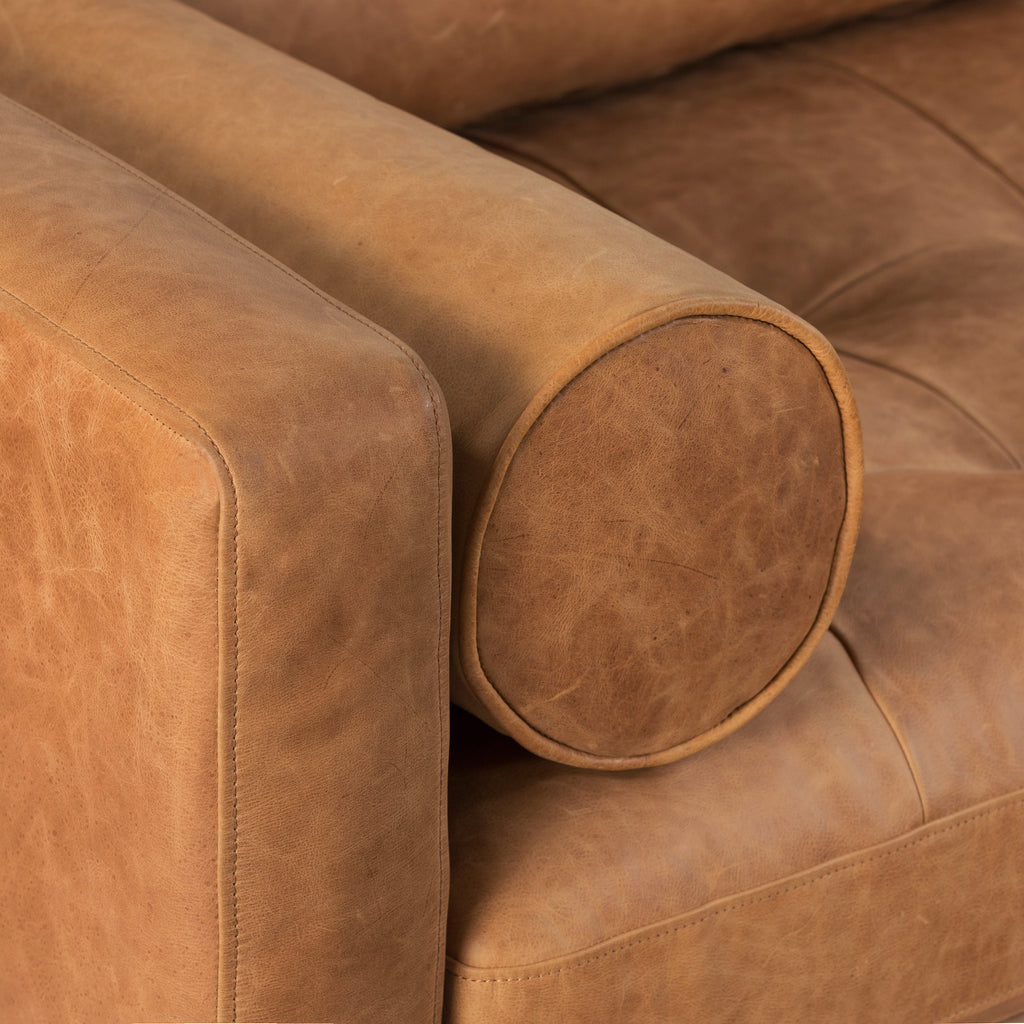 W&F Collection | Napa 72" Leather Apartment Sofa (Cognac Tan)