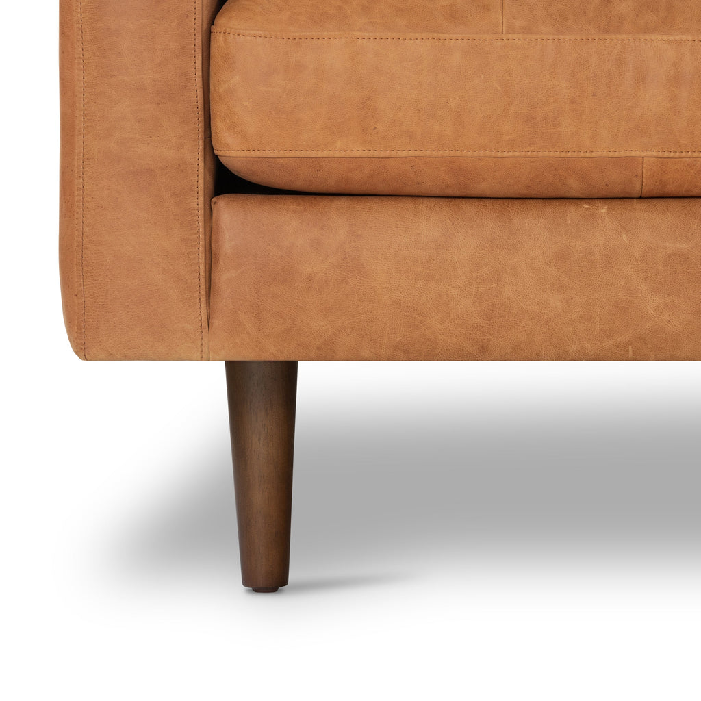 W&F Collection | Napa 72" Leather Apartment Sofa (Cognac Tan)