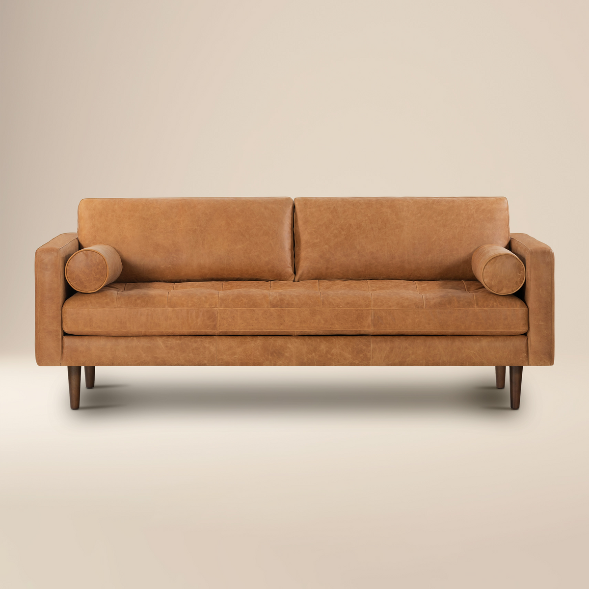 W&F Collection | Napa 88.5” Leather Sofa (Cognac Tan)