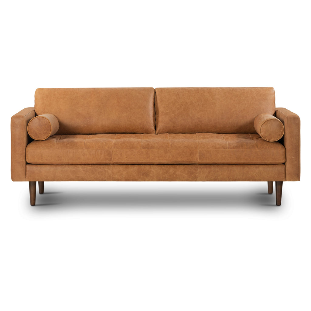 W&F Collection | Napa 88.5” Leather Sofa (Cognac Tan)