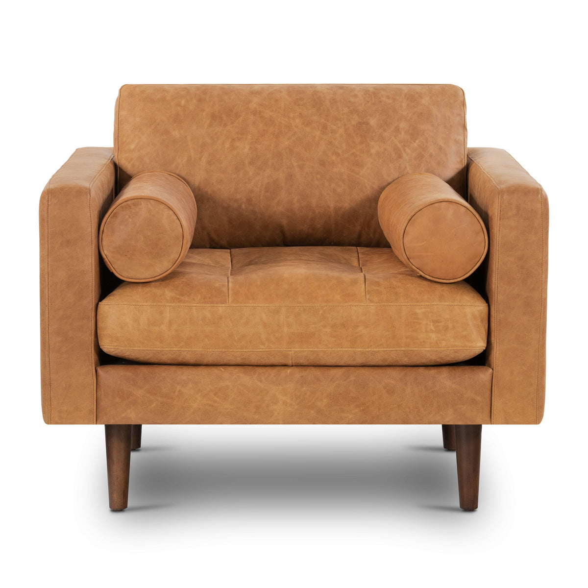W&F Collection | Napa Leather Lounge Chair (Cognac Tan, Set of 2)