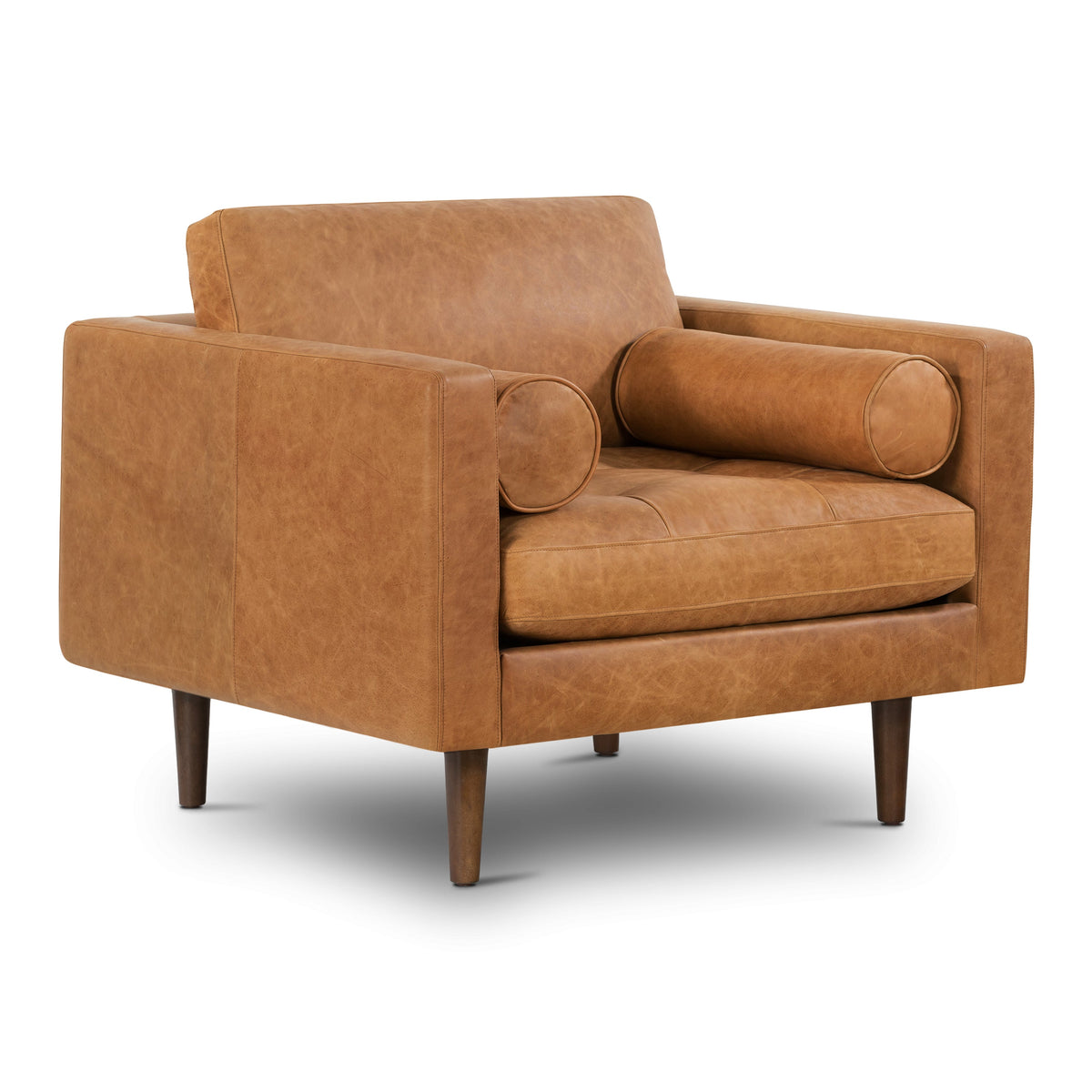 W&F Collection | Napa Leather Lounge Chair (Cognac Tan, Set of 2)