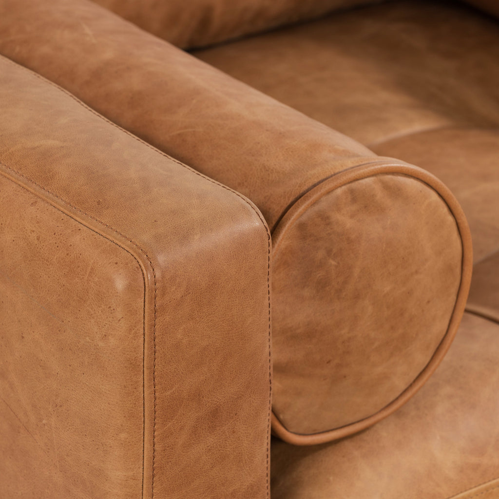W&F Collection | Napa Leather Lounge Chair (Cognac Tan, Set of 2)