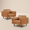 W&F Collection | Napa Leather Lounge Chair (Cognac Tan, Set of 2)