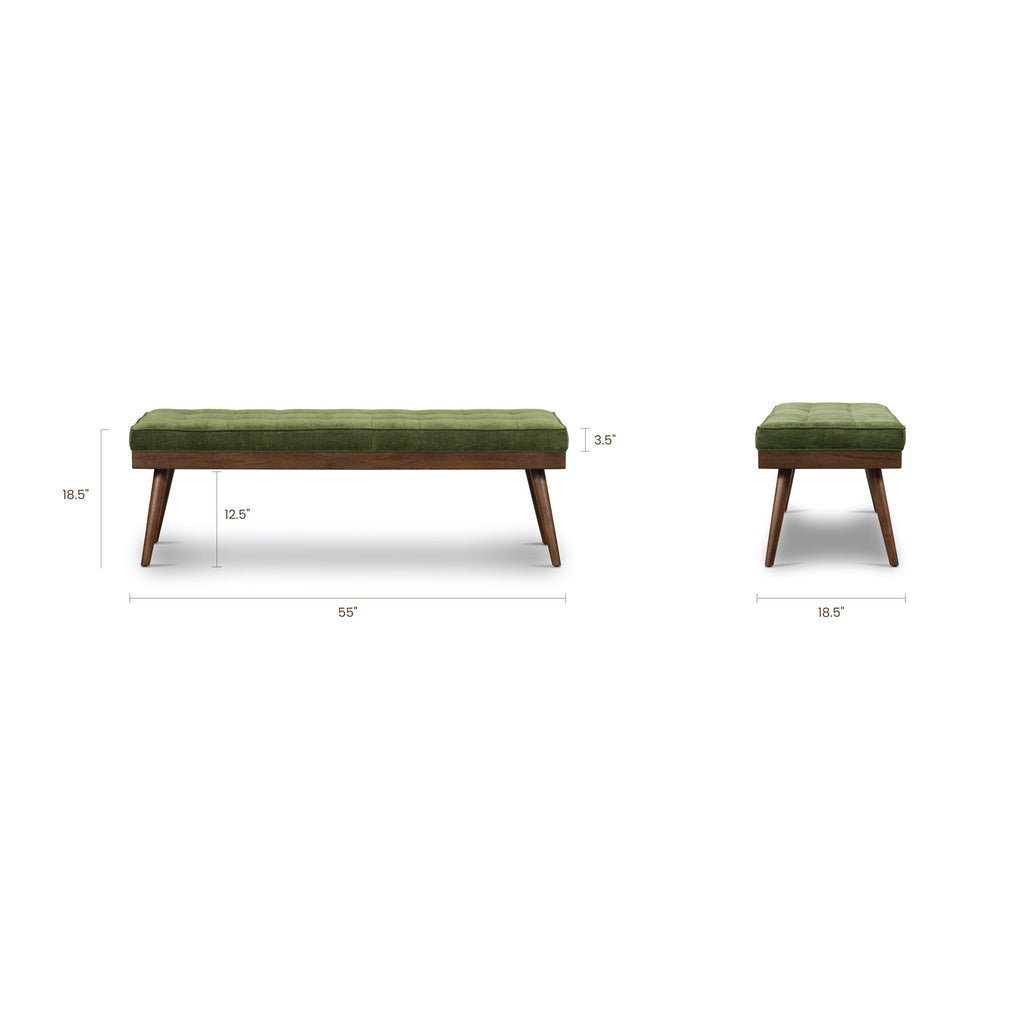 W&F Collection | Luca Fabric Bench (Distressed Green)