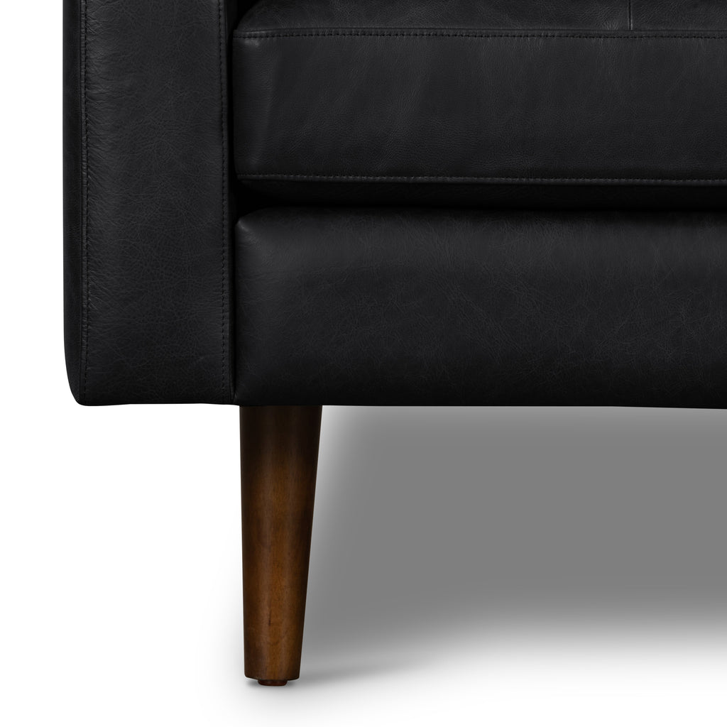 W&F Collection | Napa Leather Lounge Chair (Onyx Black, Set of 2)