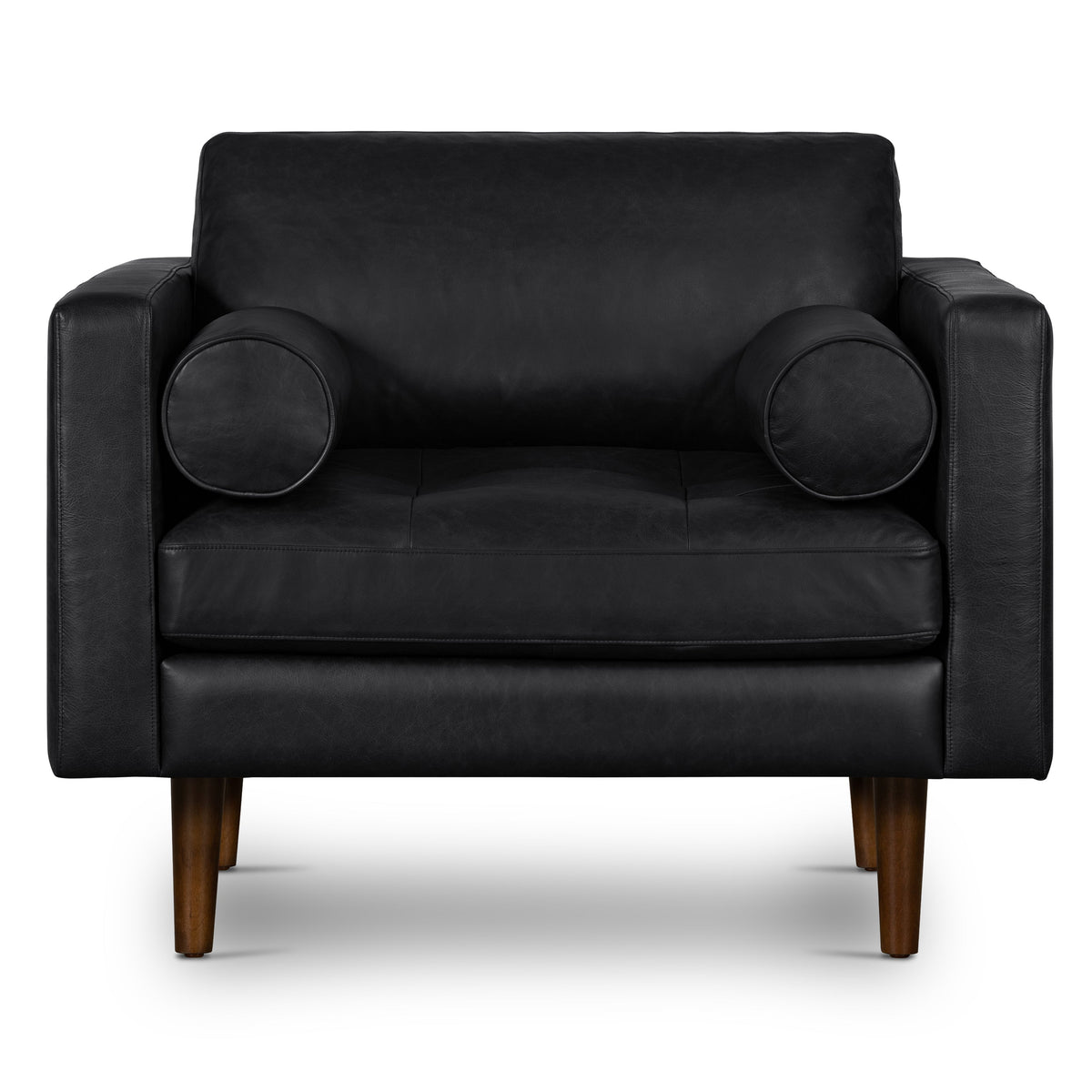 W&F Collection | Napa Leather Lounge Chair (Onyx Black, Single)