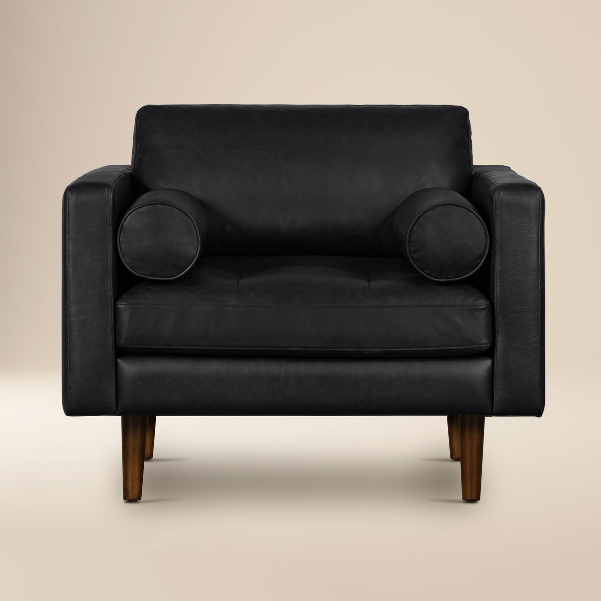 W&F Collection | Napa Leather Lounge Chair (Onyx Black, Single)
