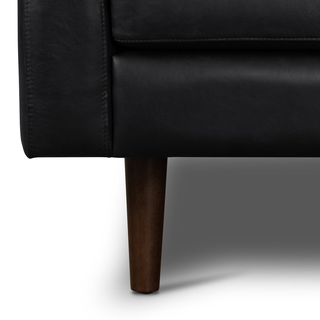 W&F Collection | Napa 88.5” Leather Sofa (Onyx Black)
