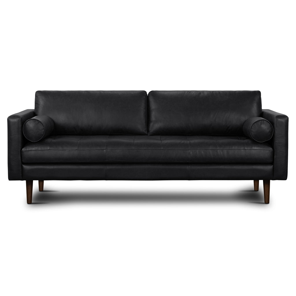 W&F Collection | Napa 88.5” Leather Sofa (Onyx Black)