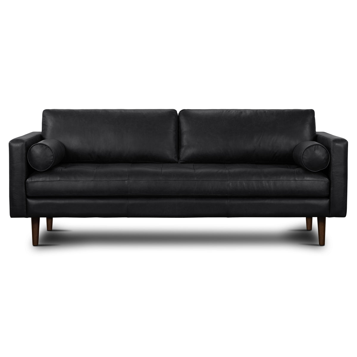 W&F Collection | Napa 88.5” Leather Sofa (Onyx Black)