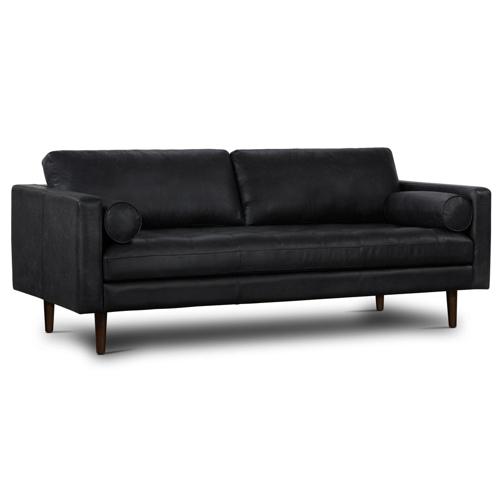 W&F Collection | Napa 88.5” Leather Sofa (Onyx Black)