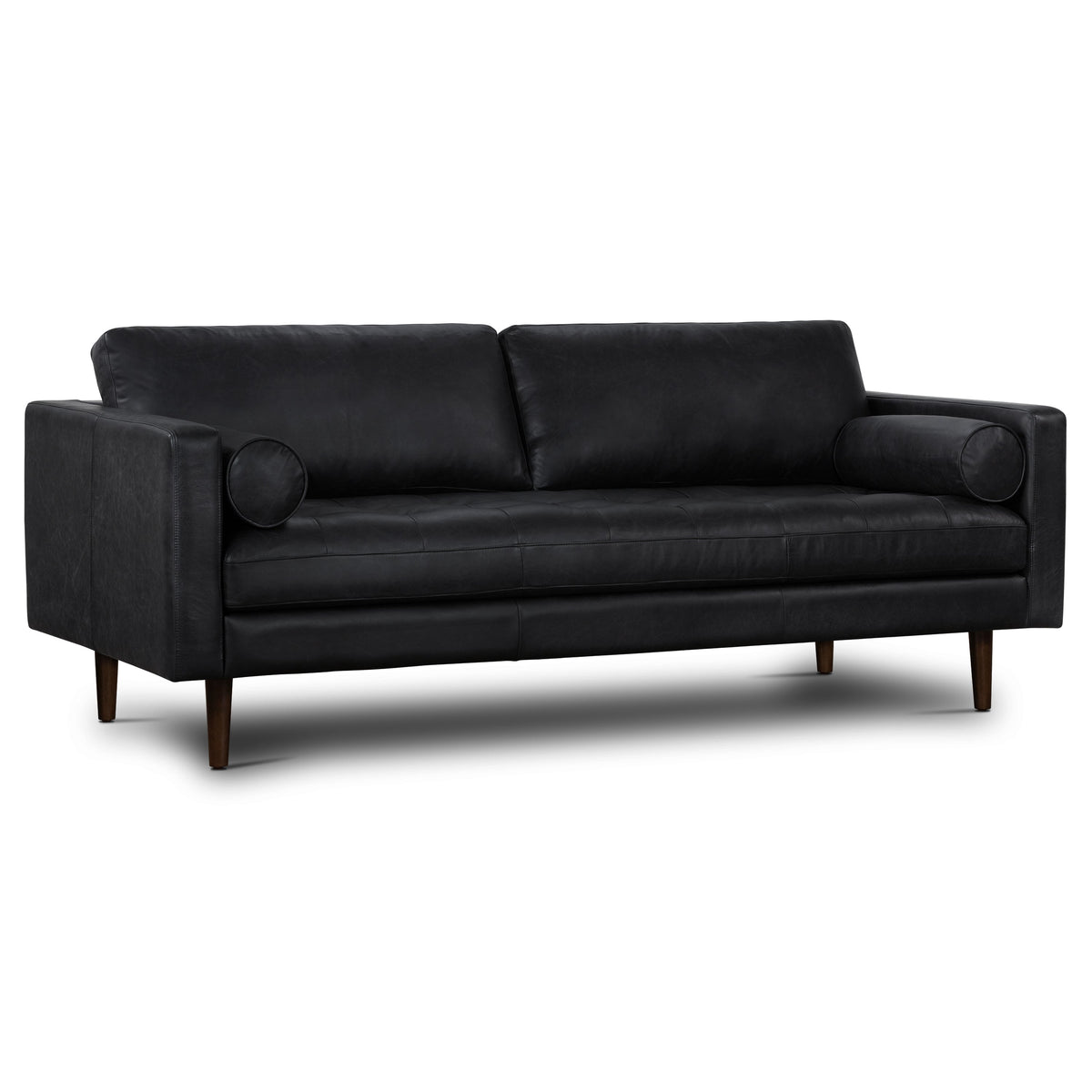 W&F Collection | Napa 88.5” Leather Sofa (Onyx Black)