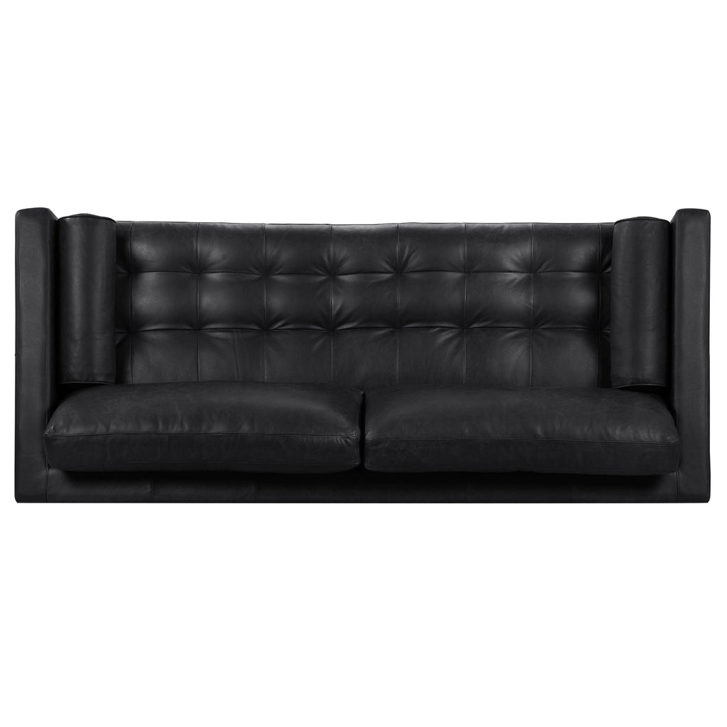 W&F Collection | Napa 88.5” Leather Sofa (Onyx Black)