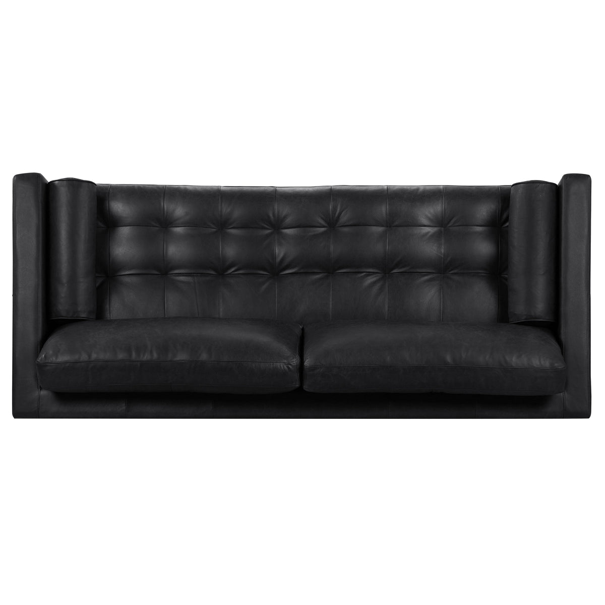 W&F Collection | Napa 88.5” Leather Sofa (Onyx Black)