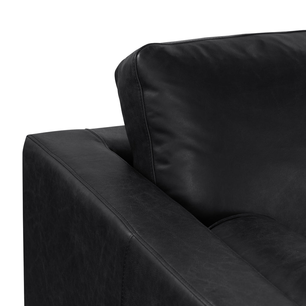 W&F Collection | Napa 88.5” Leather Sofa (Onyx Black)