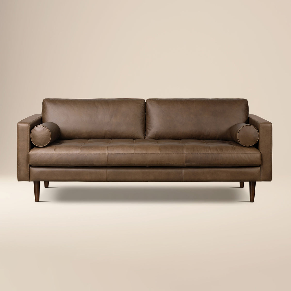 W&F Collection | Napa 88.5” Leather Sofa (Cocoa Brown)