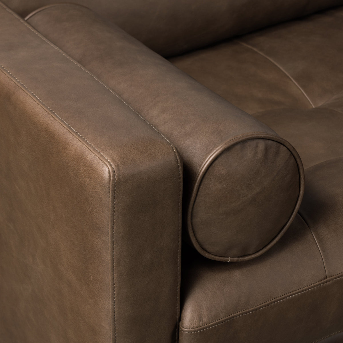 W&F Collection | Napa 88.5” Leather Sofa (Cocoa Brown)