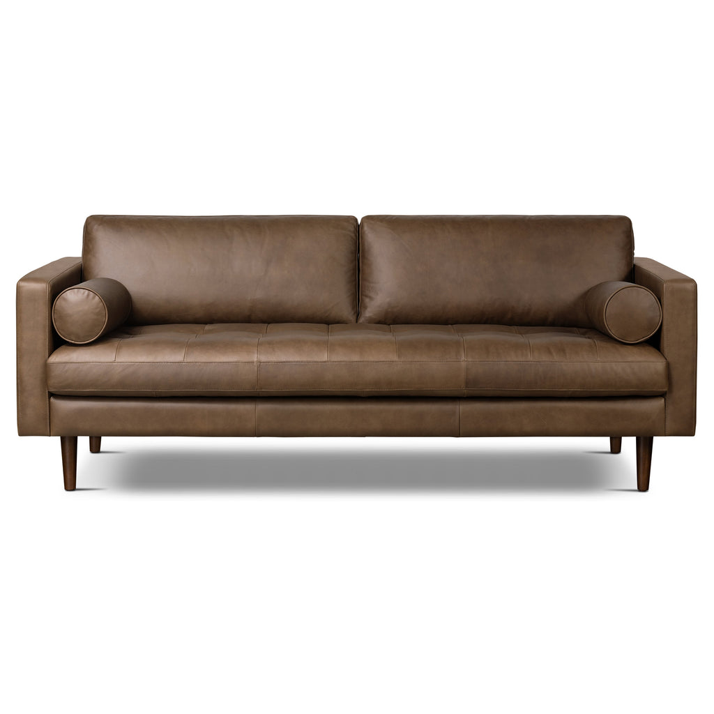 W&F Collection | Napa 88.5” Leather Sofa (Cocoa Brown)