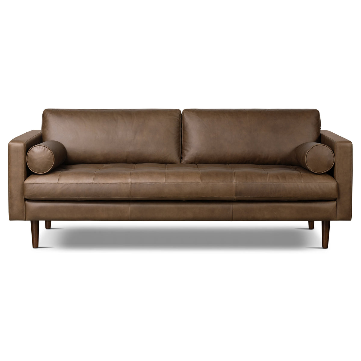 W&F Collection | Napa 88.5” Leather Sofa (Cocoa Brown)
