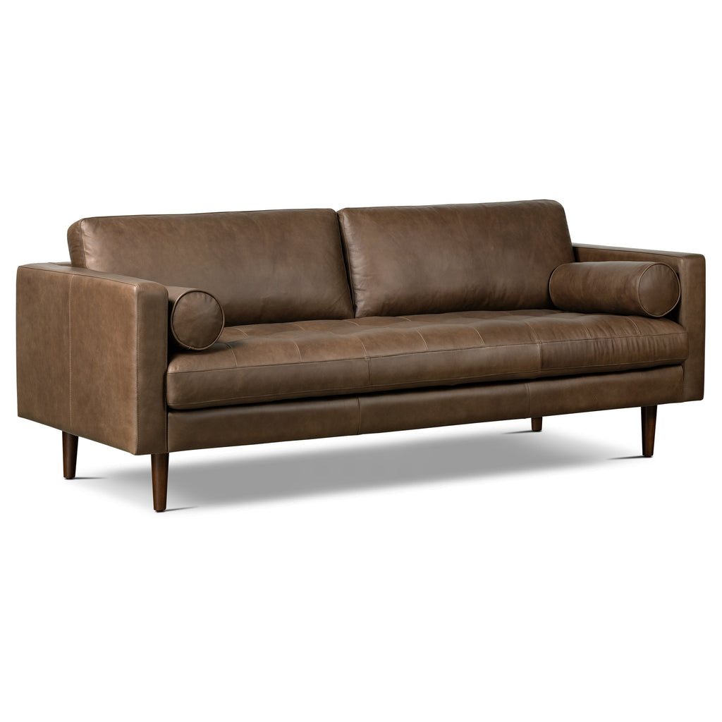 W&F Collection | Napa 88.5” Leather Sofa (Cocoa Brown)