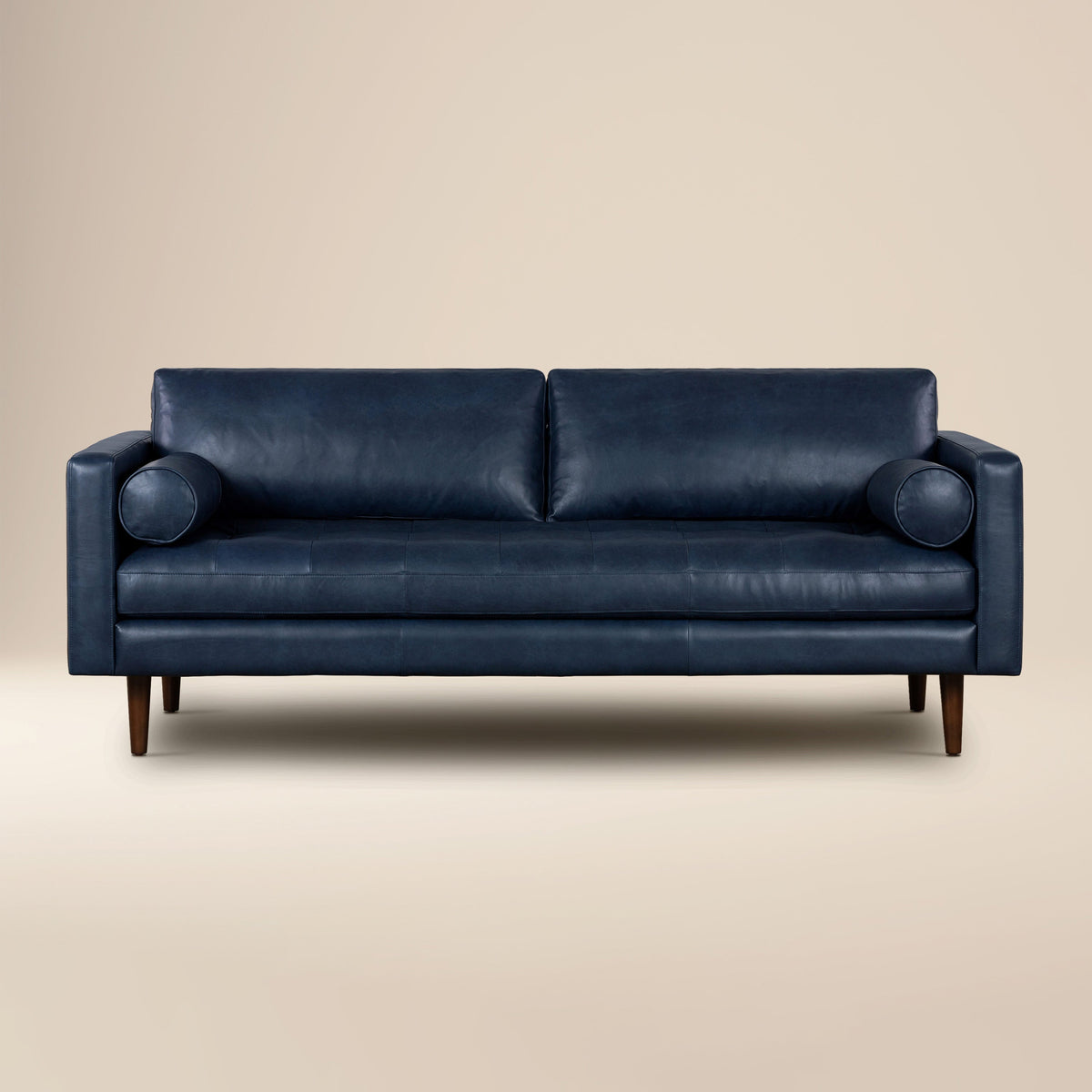 W&F Collection | Napa 88.5” Leather Sofa (Midnight Blue)