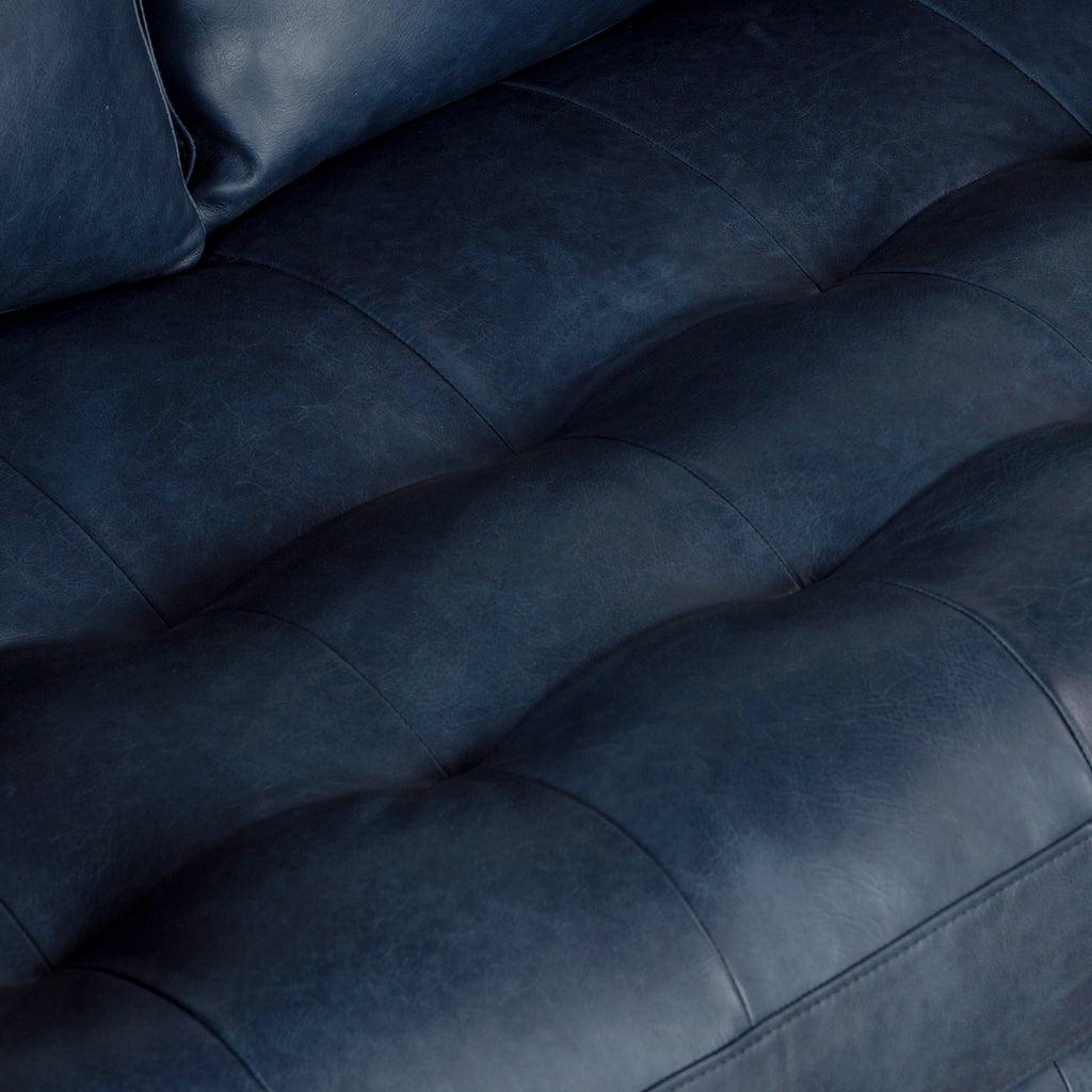W&F Collection | Napa 88.5” Leather Sofa (Midnight Blue)