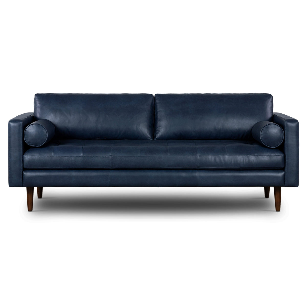 W&F Collection | Napa 88.5” Leather Sofa (Midnight Blue)
