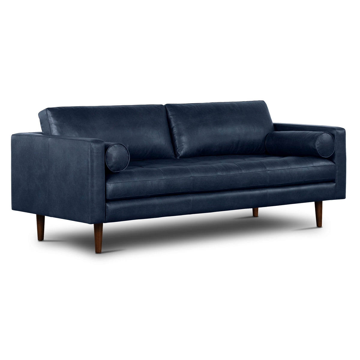 W&F Collection | Napa 88.5” Leather Sofa (Midnight Blue)