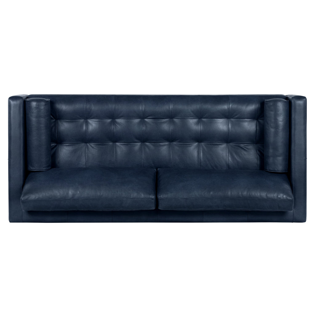W&F Collection | Napa 88.5” Leather Sofa (Midnight Blue)