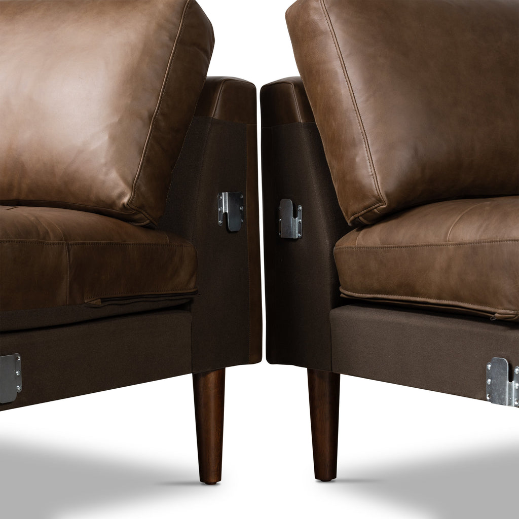 W&F Collection | Napa 104.5" Leather Right-Facing Sectional Sofa (Cocoa Brown)