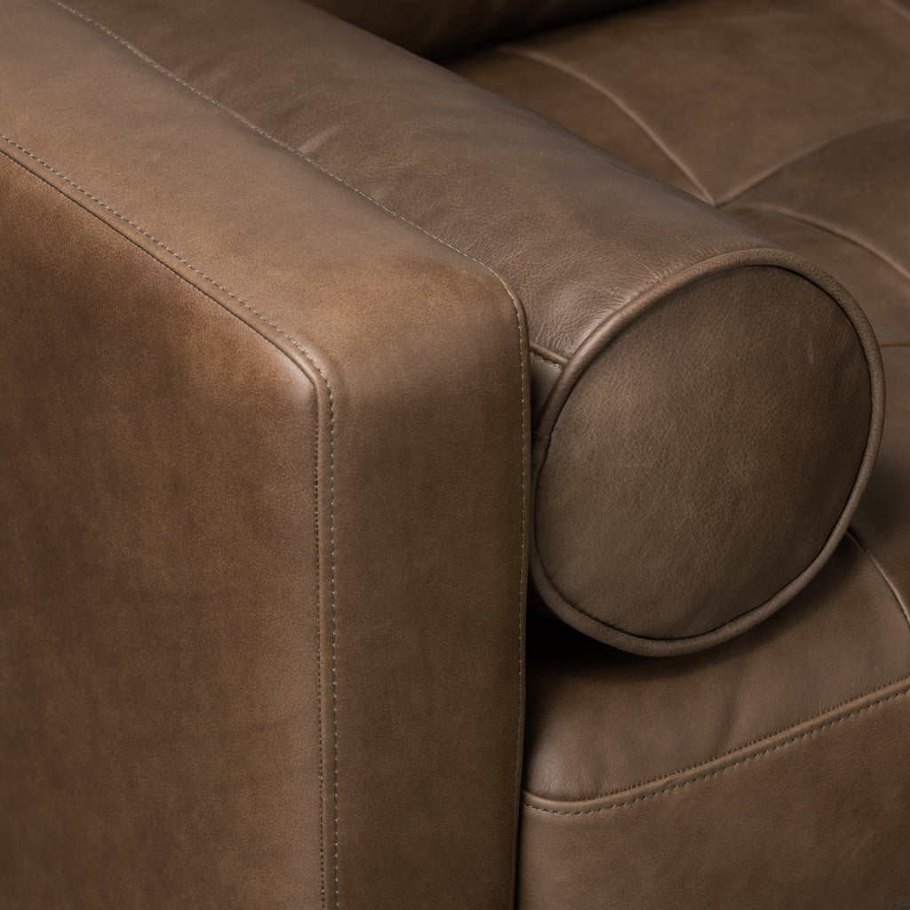 W&F Collection | Napa 104.5" Leather Right-Facing Sectional Sofa (Cocoa Brown)