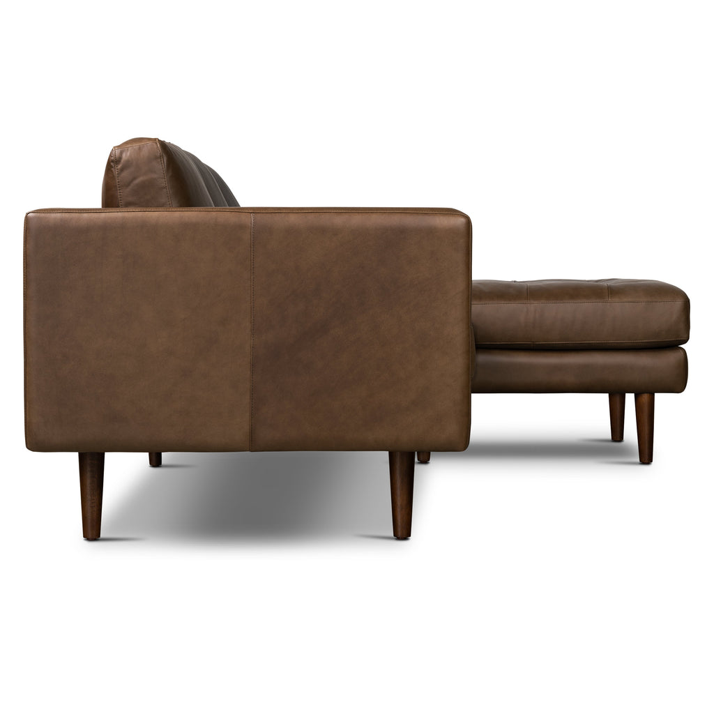 W&F Collection | Napa 104.5" Leather Right-Facing Sectional Sofa (Cocoa Brown)
