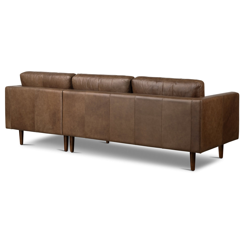 W&F Collection | Napa 104.5" Leather Right-Facing Sectional Sofa (Cocoa Brown)