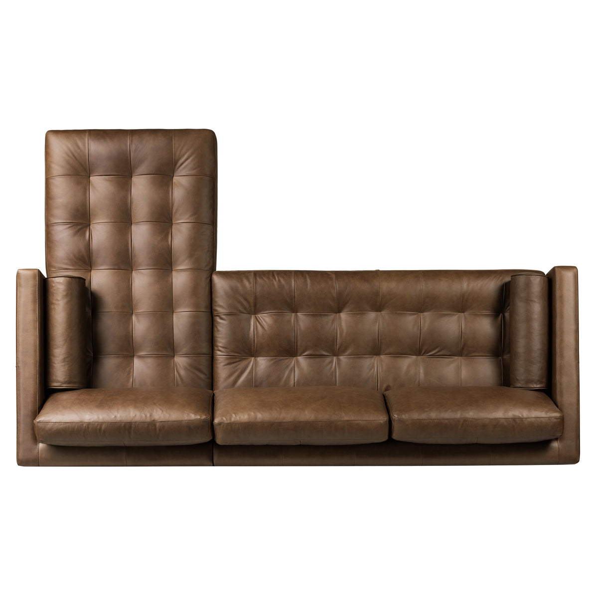 W&F Collection | Napa 104.5" Leather Right-Facing Sectional Sofa (Cocoa Brown)