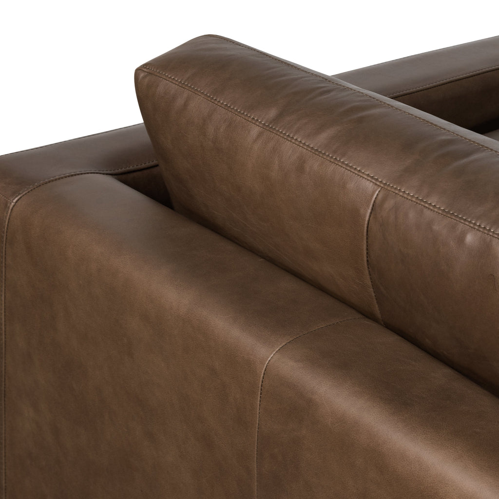 W&F Collection | Napa 104.5" Leather Right-Facing Sectional Sofa (Cocoa Brown)