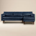 W&F Collection | Napa 104.5" Leather Right-Facing Sectional Sofa (Midnight Blue)