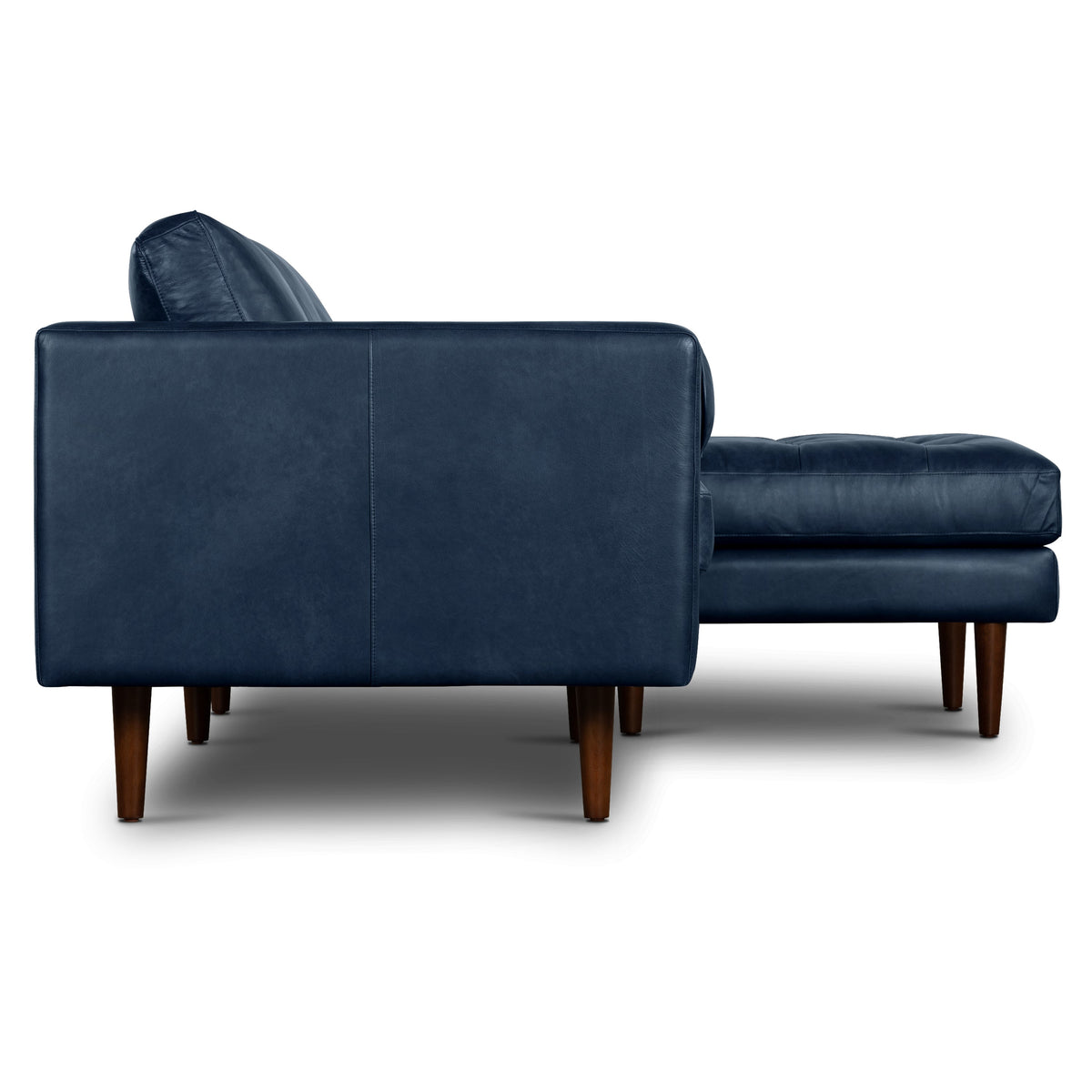 W&F Collection | Napa 104.5" Leather Right-Facing Sectional Sofa (Midnight Blue)
