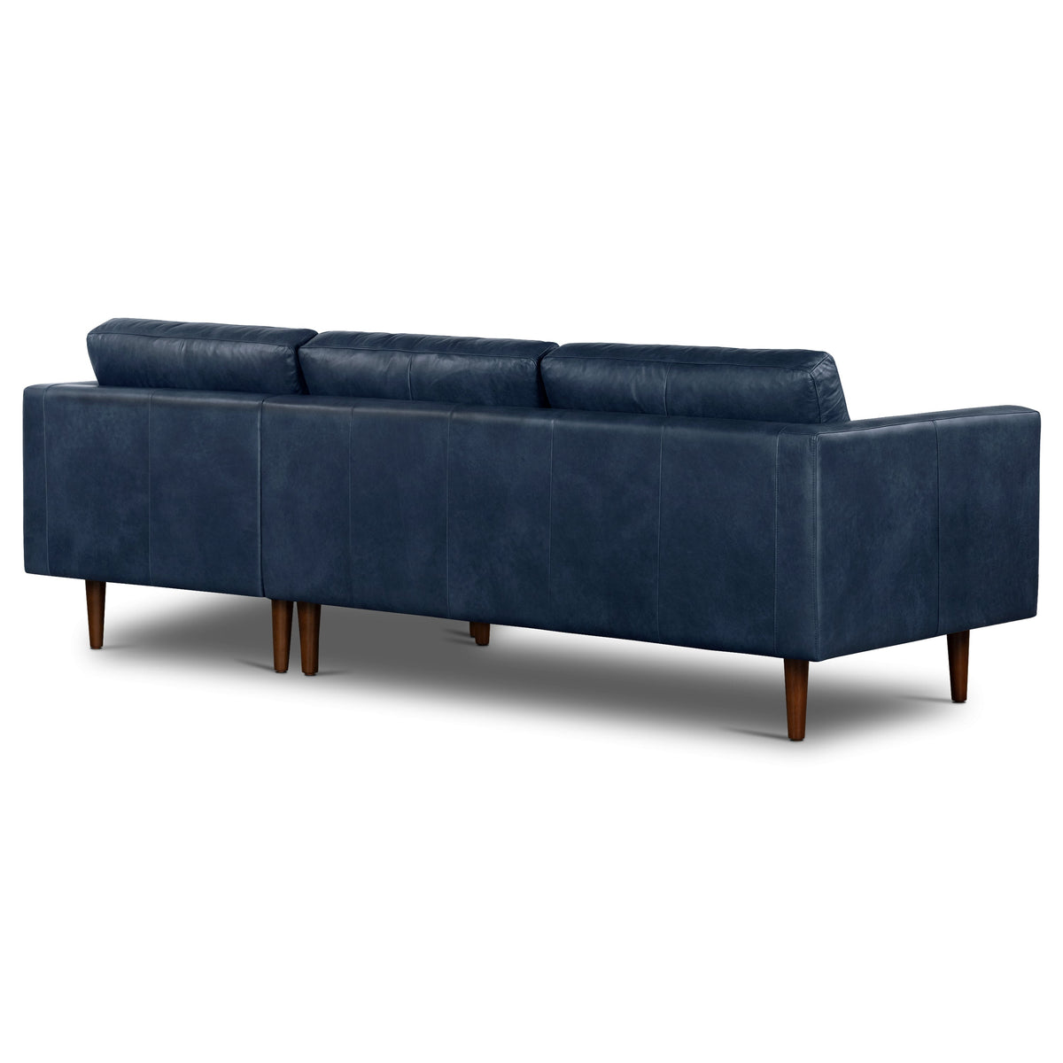 W&F Collection | Napa 104.5" Leather Right-Facing Sectional Sofa (Midnight Blue)