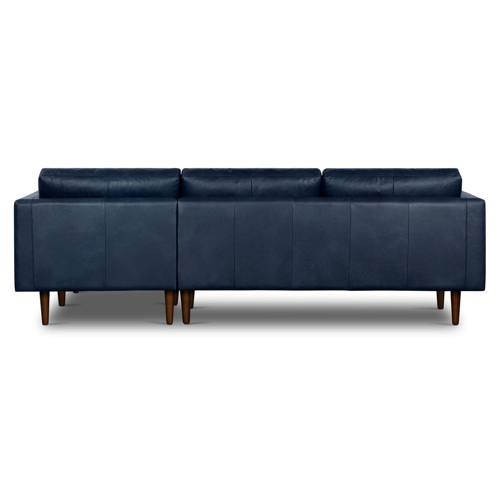 W&F Collection | Napa 104.5" Leather Right-Facing Sectional Sofa (Midnight Blue)