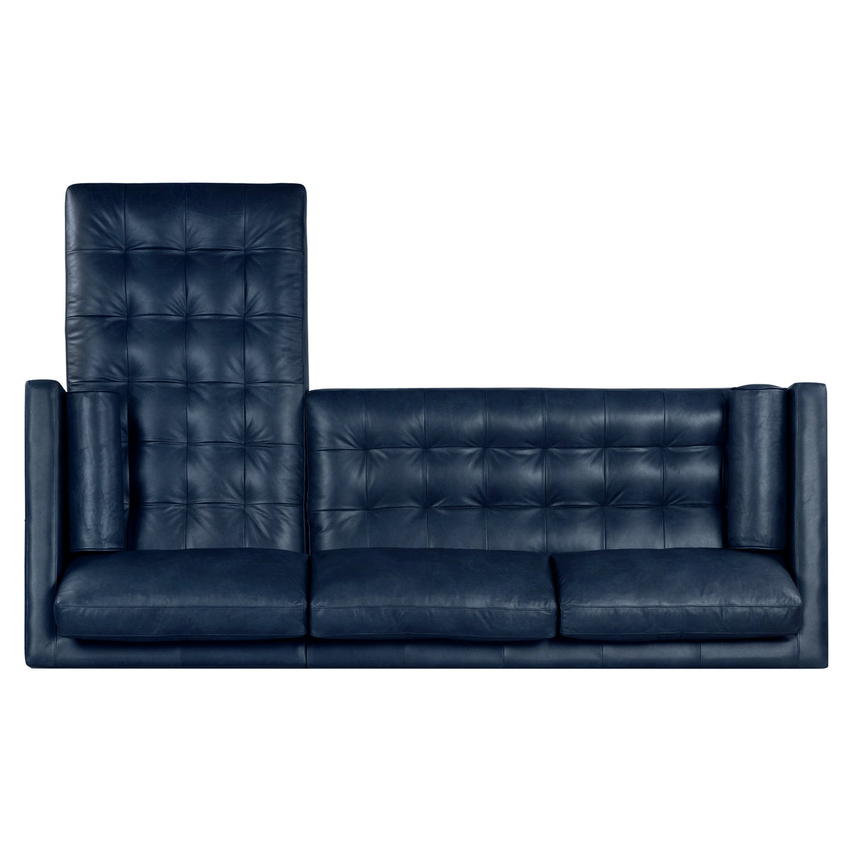W&F Collection | Napa 104.5" Leather Right-Facing Sectional Sofa (Midnight Blue)