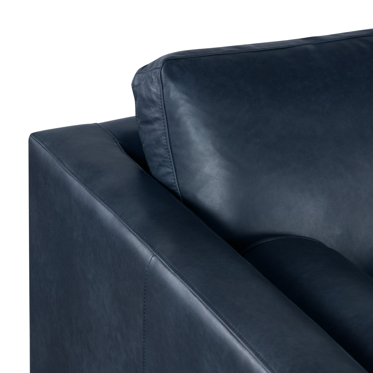 W&F Collection | Napa 104.5" Leather Right-Facing Sectional Sofa (Midnight Blue)