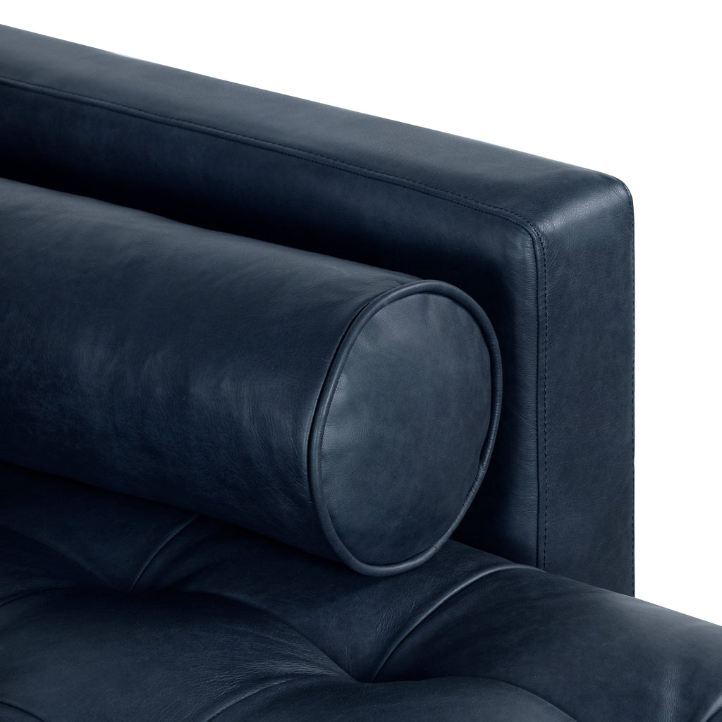 W&F Collection | Napa 104.5" Leather Right-Facing Sectional Sofa (Midnight Blue)