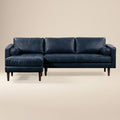W&F Collection | Napa 104.5" Leather Left-Facing Sectional Sofa (Midnight Blue)
