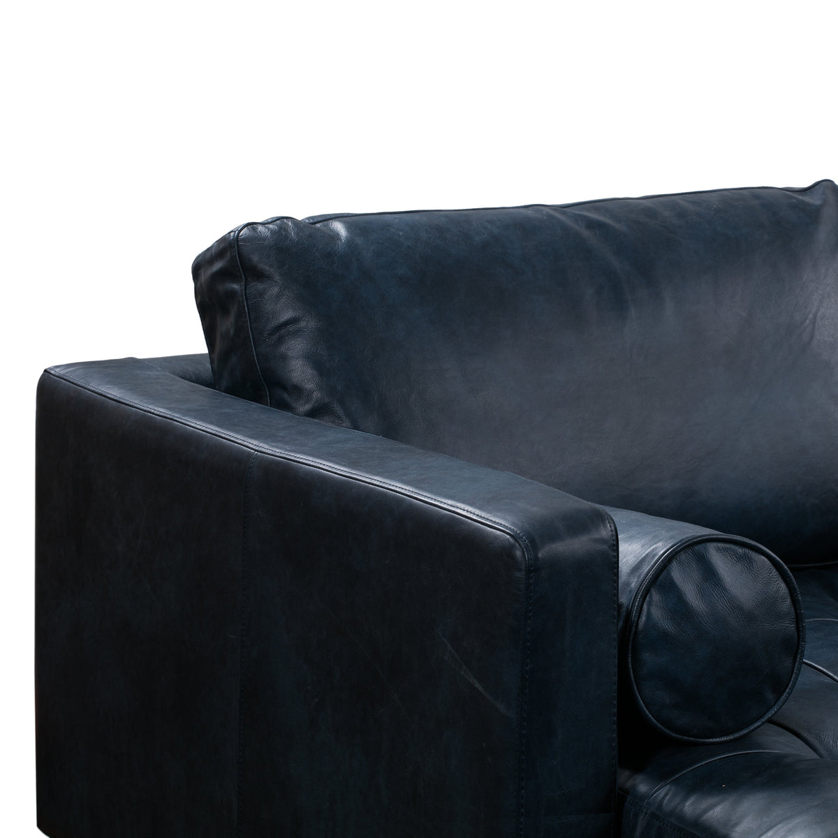 W&F Collection | Napa 104.5" Leather Left-Facing Sectional Sofa (Midnight Blue)